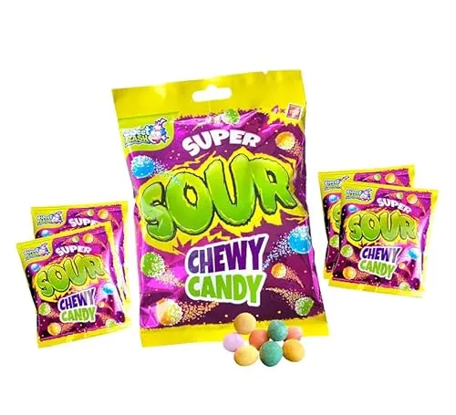 Super Sour Chewy Candy Kaubonbons 60g – Extrem Sauer & Fruchtig – Saure Kaubonbons für Partys, Events & Naschkatzen – 1er Pack