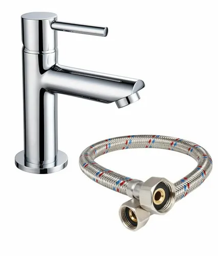Kaltwasser Wasserhahn Santiago Standventil Armatur - Waschbecken-Armaturen mit elegantem Design, verchromt und aus robustem Messing, ideal für Bad und Gäste-WC.