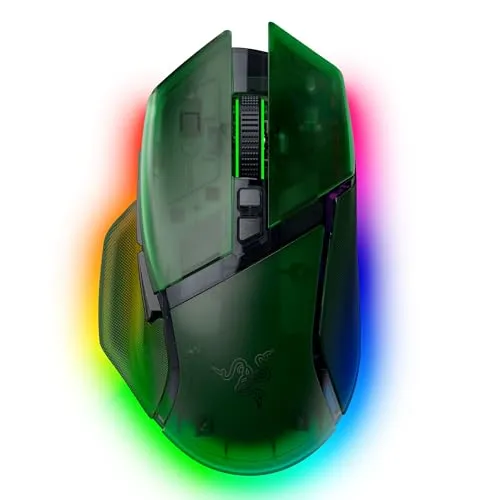 Razer Basilisk V3 Pro 35K Phantom Green Edition - Ergonomische RGB-Gaming-Maus - Mäuse mit 35K DPI Sensor, 13 anpassbaren Tasten und bis zu 140 Stunden kabelloser Spielzeit für ultimative Gaming-Performance.