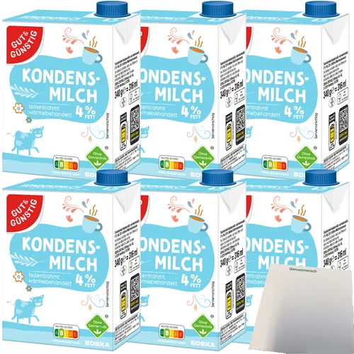 Gut&Günstig Kondensmilch 4% mit Schraubverschluss 6x340g Packung usy Block