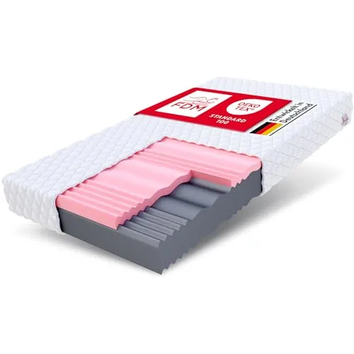 FDM Select MAX Matratze 80x200 cm – Allergikerfreundlich und Waschbar - Matratze mit 7-Zonen-Konstruktion aus Kaltschaum und Visco-Schaum, Höhe 18 cm, wählbar in Härtegraden H3 und H4, ideal für Allergiker und pflegeleicht durch waschbaren Bezug.