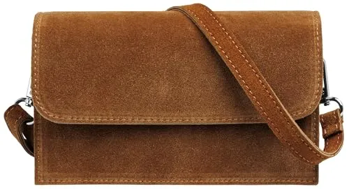 Caspar Wildleder Umhängetasche Dirndltasche in braun von Caspar