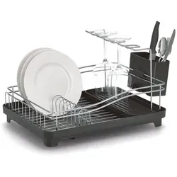 Zeller Geschirrabtropfständer, Metall verchromt in schwarz von Zeller