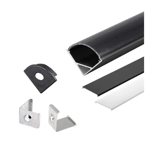 ENERGMiX LED-Stripe-Profil 2m schwarzer Alu Profile Alu Schiene LED Kanal System für LED-Streifen, 200 x 1,58 x 1,58 cm (LxBxH), Material: Aluminium