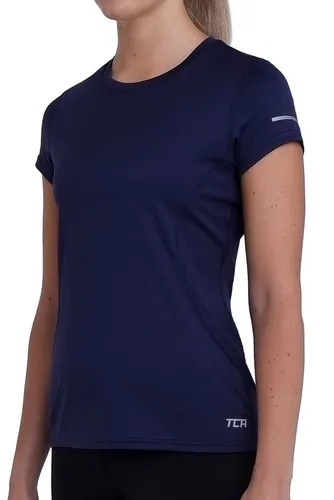 TCA Trainingsshirt Damen Atomic Kurzarm T-Shirt Quickdry - Dunkelblau (1-tlg)
