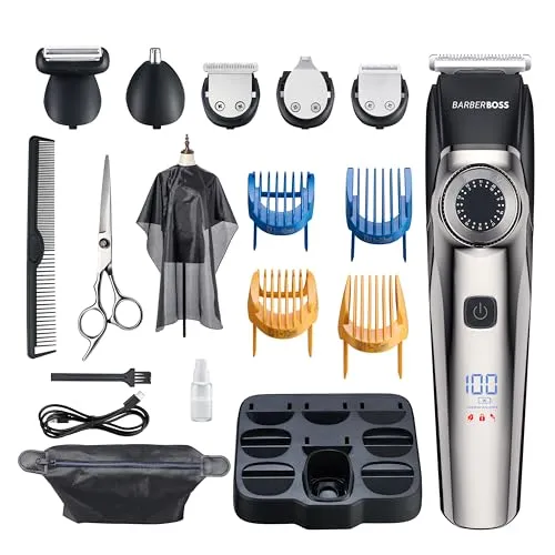 Barberboss Bartschneider Männer, Haarschneidemaschinen Männer, Schnurlose Herren-Pflegesets, Trimmer für Männer, Wasserdicht, Nasentrimmer Männer QR-6089