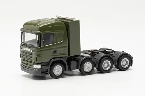 Herpa LKW Modell Scania R09 Highline Schwerlastzugmaschine 4achs Bundeswehr, Miniatur im Maßstab 1:87, Sammlerstück, Made in Germany, Kunststoff