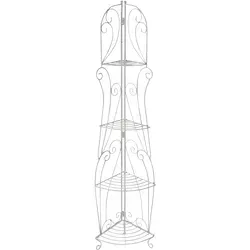 CLP Standregal Irma antik weiß - Robustes Eckregal im Landhausstil aus dickem Eisenrohr, pulverbeschichtet für Langlebigkeit. Mit liebevollen Verzierungen und klappbarem Design, ideal für jeden Wohnraum.
