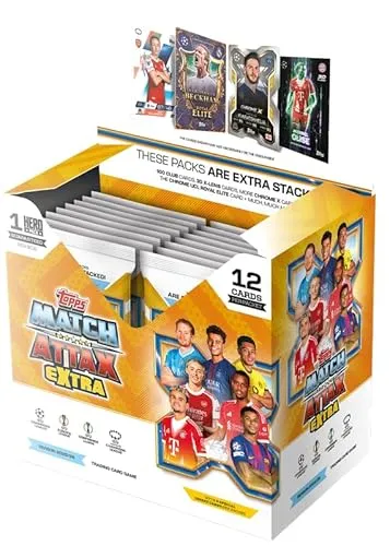 Topps UCC Match Attax Extra 2026 - Vollständige Box mit 32 Paketen - Entdecken Sie die Topps UCC Match Attax Extra 2026 Box mit 32 Paketen, darunter ein garantiertes Heldenpaket. Jedes Paket enthält 12 Karten für spannende Sammelmomente!