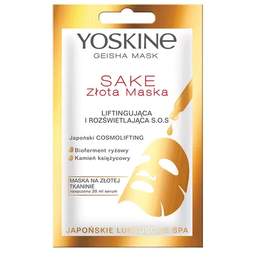 Geisha Mask Sake maska na złotej tkaninie liftingująca i rozświetl 5900525060723
