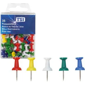 TSI Pinnadeln 48350, Kopf aus Kunststoff, farbig sortiert, 35 Stück