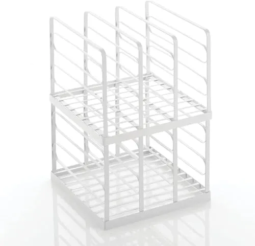 mDesign Clutch Organizer – praktische Handtaschen Aufbewahrung mit 5 Fächern für Clutches, Geldbörsen, Kartenetuis etc. – hohe Portemonnaie Ablage aus Metall – 2er-Set – mattweiß