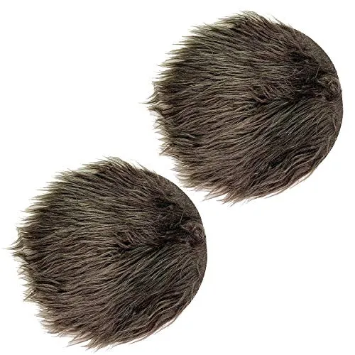 FineHome 2er Set Tischläufer Deko Fell-Läufer Fellimitat Kunstfell Sitzkissen Dekofell Braun