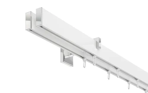 DécoProfi Innenlaufschiene Gardinenstange eckig SHORT 2-läufig - 240 cm - Vielseitige Wandmontage-Gardinenstange aus Aluminium und Zinkguss. Komplettset mit Wandträgern und Endkappen, ideal für eine elegante Fensterdekoration.