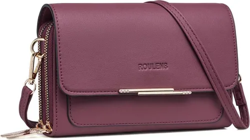 Roulens Kleine Damen Umhängetasche Kunstleder Crossbody Schultertasche A-burgunderrot