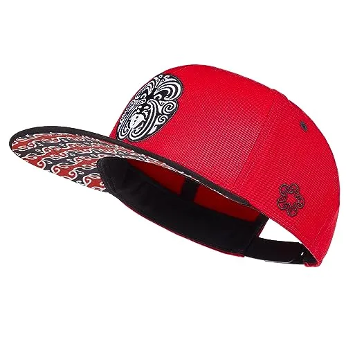 Cadency® Snapback Cap Maori - Unisex, Rot, Größenverstellbar - Baseball Cap für Damen und Herren, hochwertig verarbeitet mit individuell verstellbarem Snapback Verschluss für optimalen Tragekomfort. Perfekt für jeden Anlass!