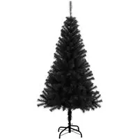 vidaXL Künstlicher Weihnachtsbaum 120cm Schwarz - Künstlicher Weihnachtsbaum aus PVC, realistische Optik und stabiler Stahlständer, ideal für eine zauberhafte Weihnachtsdekoration im Innen- und geschützten Außenbereich.