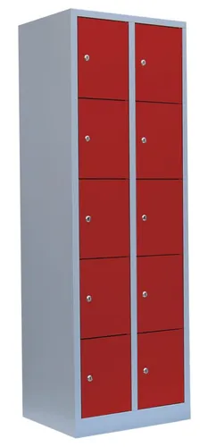 Steelboxx Fächerschrank - 10 Fächer, 2 Abteile, 1800 mm hoch - Verschweißter Schließfachschrank mit 10 Fächern, ideal für Umkleiden und Pausenräume. Keine Montage erforderlich, GS-zertifizierte Qualität und pflegeleichte Stahlkonstruktion.