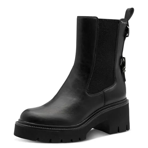 Tamaris Damen Elegante Stiefelette 1-25432-45 Schwarz - Wanderschuhe mit elegantem Design, aus hochwertigem Leder und TOUCH-IT-Technologie für hohen Tragekomfort und eine bequeme Weite.