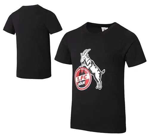 1. FC Köln Kinder T-Shirt Basic schwarz - Big Logo - Shirt | Größe 62/68 bis 164 (DE/NL/SE/PL, Numerisch, 140, Regular)
