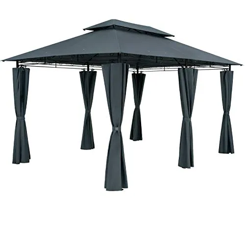 CASARIA Pavillon Topas 3x4m, anthrazit - Winterfester und wasserabweisender Pavillon mit 6 verschließbaren Seitenwänden für optimalen Schutz. Ideal für Gartenpartys und Veranstaltungen.