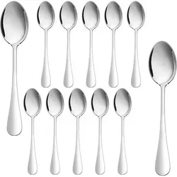HaWare Edelstahl Löffel-Set 12 Stück – Teelöffel, Kaffeelöffel, Espressolöffel mit rundem Griff