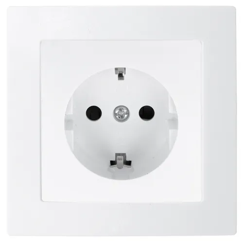 LINA 1 Fach Steckdose mit Rahmen  Stecker Schuko VDE für Unterputz weiß
