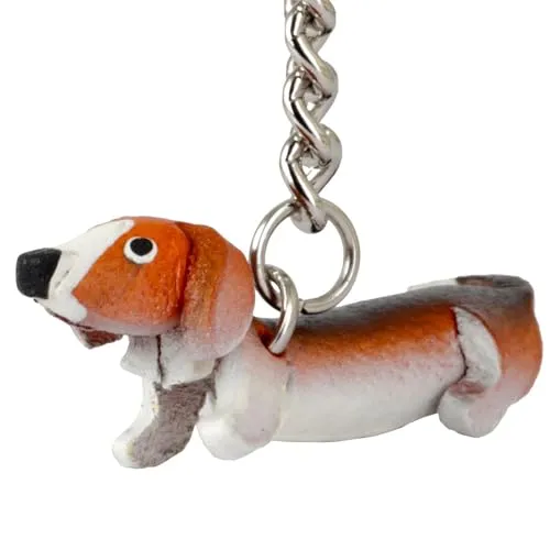 MONKIMAU Damen Schlüsselanhänger Dackel Hunde Figur aus Leder