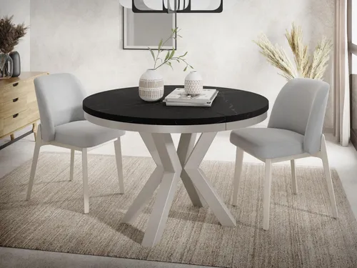 WFL Group Esstisch, Rund, Anthrazit, 100x76 cm - Skandinavischer Esstisch mit ausziehbarem Design, ideal für 5-8 Personen. Laminierte, kratzfeste Oberfläche und nachhaltig in der EU produziert.