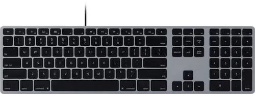 Matias USB Tastatur Space Grau - Tastatur mit Aluminiumrahmen, USB-C-Adapter und präzisem Lautstärkeregler für Mac-Nutzer, ideal für traditionelle Tipp-Erlebnisse.
