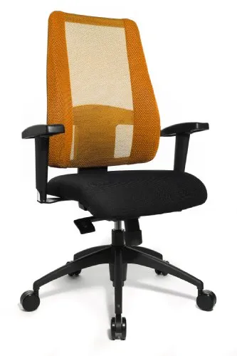 Topstar Lady Sitness Deluxe AL.T2 Drehstuhl schwarz/orange - Bürostuhl mit ergonomischem Design, höhenverstellbar und drehbar, ideal für komfortables Sitzen bei der Arbeit, max. Belastbarkeit 110 kg.