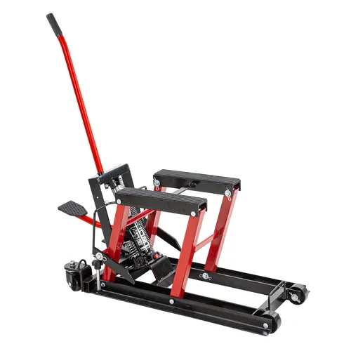 Hydraulische Motorradhebebühne 1500 lb - ATV Quad Werkstatt Bühne - Robuste Hebebühne für Motorräder und Quads mit einer Tragkraft von 680 kg. Ideal für Reparaturen dank fein dosierbarer Hydraulikpumpe und sicherem Fußpedal. Schnelle Montage und Werkstattqualität für professionellen Einsatz.