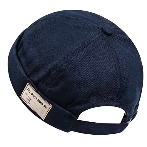 CLAPE Docker Cap Herren Damen Docker Baumwolle Mütze Seemannsmütze Kappe Ohne Schirm Verstellbarer Beanie Kopfbedeckung Brimless Hat Blau Blue GD21