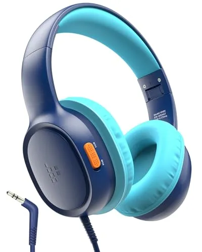 Tronsmart KH01 Kinderkopfhörer, Kopfhörer Mit Kabel, 85/93 dBA Lautstärkebegrenzung, Ohrenschutz, Stereo Sound, Faltbar, Für Handy/Schule/Tablet/PC, Blau
