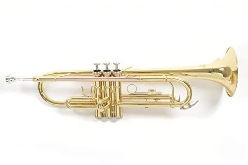 Roy Benson Bb-Trompete TR-101 (Professionell gestaltet mit ML Bohrung, mit Goldmessing Mundrohr, inklusive leichtem Rechtecketui, mit Rucksackgarnitur)