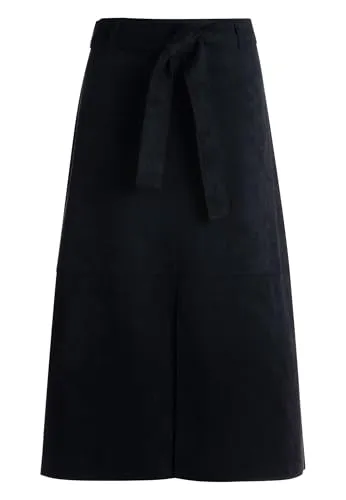 zero Damen Midirock mit Bindegürtel 40, Black Beauty - Röcke für Damen, figurbetont mit schickem Bindegürtel für einen eleganten Look, perfekt für casual Anlässe.