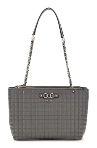GUESS Schultertasche Nadira Status Tote Slate grau