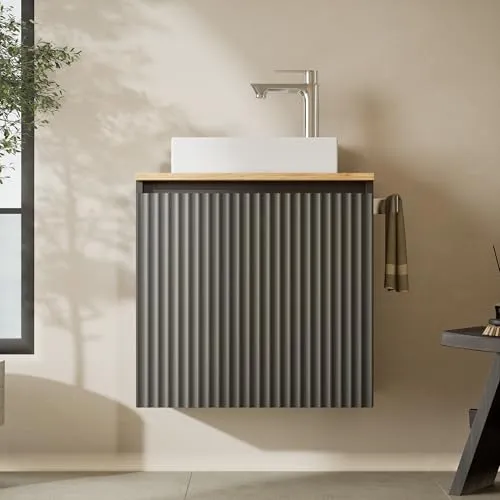 Produktbild Planetmöbel Badmöbel Set 56 x 55 cm Anthrazit mit Waschbecken