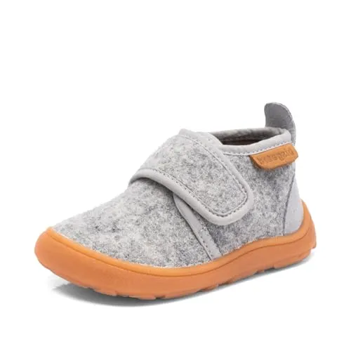 Bisgaard Barefoot Basic Sneaker, Grey, 32 EU Weit - Sneaker für Kinder mit verstellbarem Klettverschluss für optimale Passform. Die flexible, rutschfeste Gummisohle und herausnehmbare Einlegesohlen aus recyceltem Schaumstoff bieten Komfort und Unterstützung.