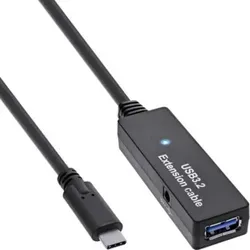 InLine USB 3.2 Gen.1 Aktiv-Verlängerung 5m - USB-C Stecker an USB-A Buchse, ideal für schnelle Datenübertragung und flexible Verbindungen im Büro oder Zuhause.