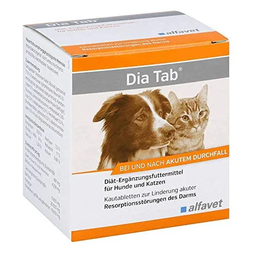 Dia Tab Vet 33 G - Kautabletten für Hunde und Katzen zur Unterstützung der Verdauung. Mit ausgewogenen Inhaltsstoffen für eine verbesserte Kotbeschaffenheit und zur Regulierung von Verdauungsstörungen.