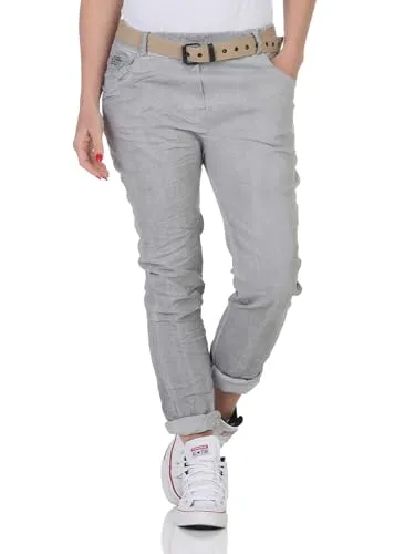 simaranda Damen Jogginghose im Vintage Look Sweatpants für Freizeit Sport und Fitness 21306 (DE/NL/SE/PL, Numerisch, 34, 38, Regular, Regular, Hellgrau)