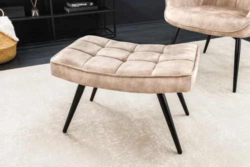 riess-ambiente Hocker SCANDINAVIA - moderner Fußhocker in champagner beige Samt - Hocker im skandinavischen Design, komfortable Polsterung und edler Samt-Bezug, ideal für Wohnzimmer, Flur oder Schlafbereich.