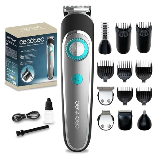 Cecotec Bartschneider PrecisionCare 6-in-1 - Multigrooming Trimmer mit Akku - Gesichtshaartrimmer mit 6 Köpfen, IPX7 wasserdicht und 60 Minuten Akkulaufzeit. Perfekt für präzise Körperrasur und individuelles Styling.