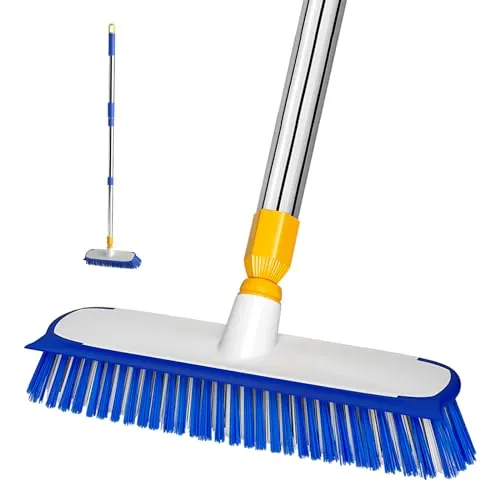 ITTAHO 30cm Schrubberbürste mit langem Griff, 140cm Bodenbürste mit steifen Borsten, strapazierfähige 2-in-1-Bodenbürste Schrubbbürste für die Reinigung von Küche, Bad, Terrasse