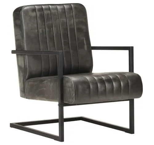 furnicato Sessel Freischwinger TV-60x75x80 cm in Distressed Grau und Schwarz (1-St)