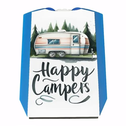 speecheese Happy Campers Wohnwagen Parkscheibe für Wohnwagen und Campingwagen mit frohem Camper-Hintergrund