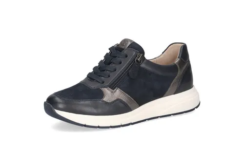 Caprice Keilsneaker - Sportlicher Freizeitschuh mit Metallicbesatz in Blau - Sneaker mit 3,5 cm Keilabsatz, gepolsterter und herausnehmbarer Innensohle für höchsten Komfort, ideal für Freizeit und Alltag.