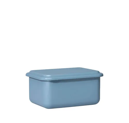 Riess Vorratsbehälter klein 15x11x7 cm in Heidelbeerblau - Multifunktionale Emaille-Frischhaltedose mit Deckel, ideal zum Aufbewahren und Servieren von Lebensmitteln. Backofenfest und hygienisch, perfekt für Küche und Kühlschrank.