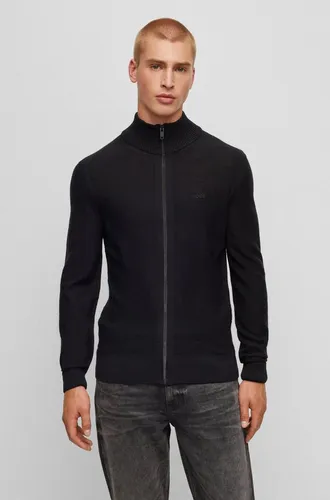 BOSS ORANGE Strickjacke Avac in Schwarz XXXL - Herren-Sweatjacke aus wärmendem Strick mit Logostickerei auf der Brust, ideal für einen casual Look und Maschinenwäsche geeignet.